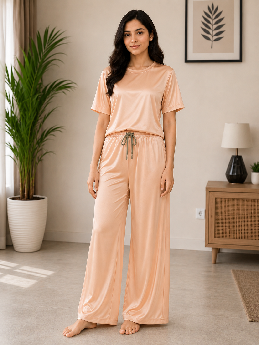 Poleyester Jersy Night Suit - Pistachio
