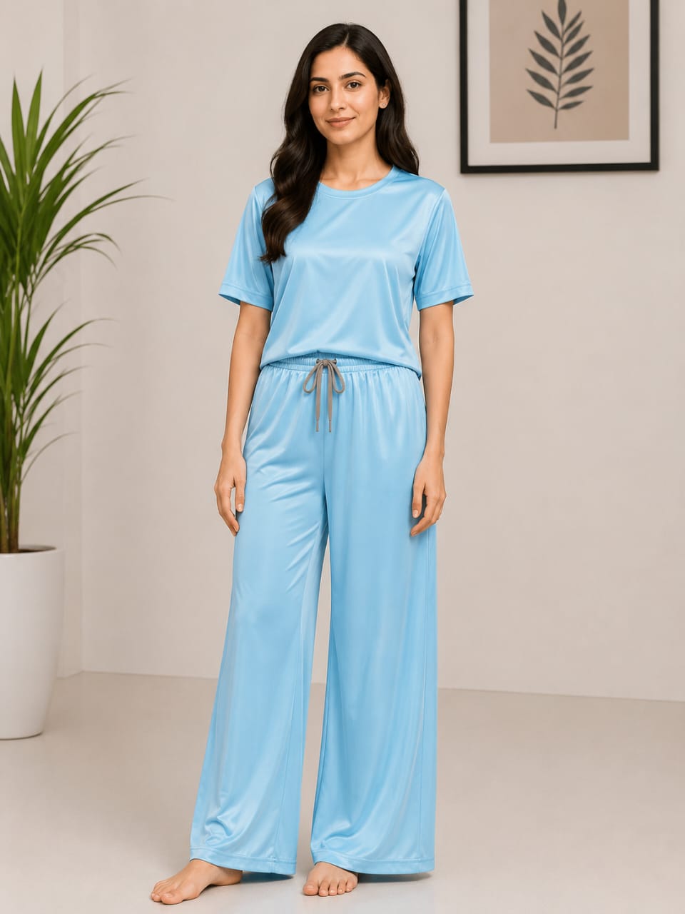 Poleyester Jersy Night Suit -Sky Blue