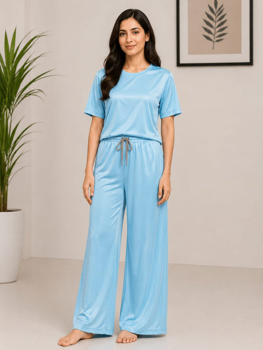 Poleyester Jersy Night Suit -Sky Blue