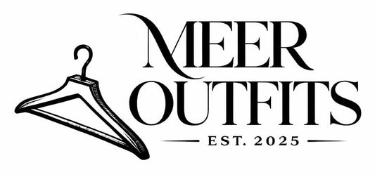 Logo of 'Meer Outfits' with a hanger icon on a white background